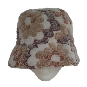 Floral Bucket Hat 23 inch Circumference Soft Fuzzy Gardencore Cottagecore